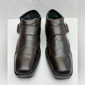 Ferracini Men's Dark Brown Leather Monk Strap Dress Shoes, SZ 10, box 22